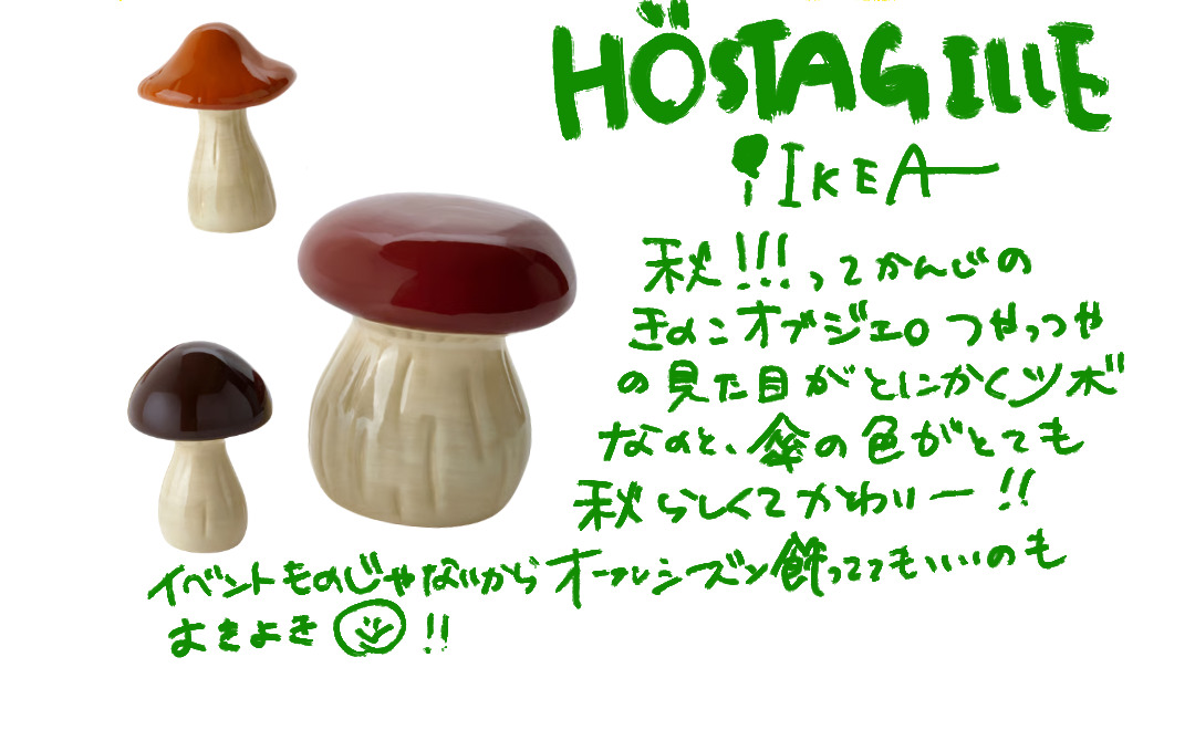 HÖSTAGILLE ホスタジレのつやつやのきのこ3点セット